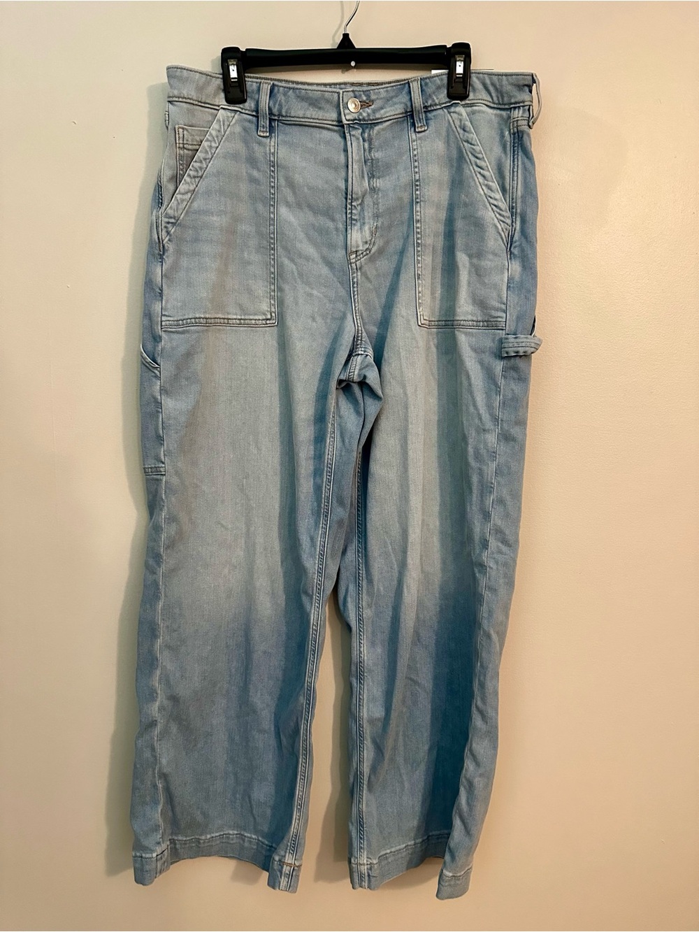 NWT American Eagle Light Wash Wide-Leg Carpenter Painter Baggy Dreamy Drape Jean - Picture 2 of 11